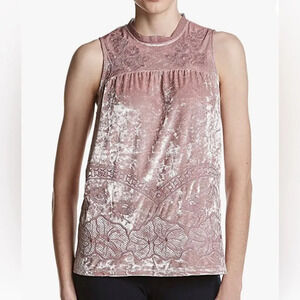 ADIVA sleeveless Lace Neckline Crushed Velvet Floral Embroidered Top. NWT. Med.